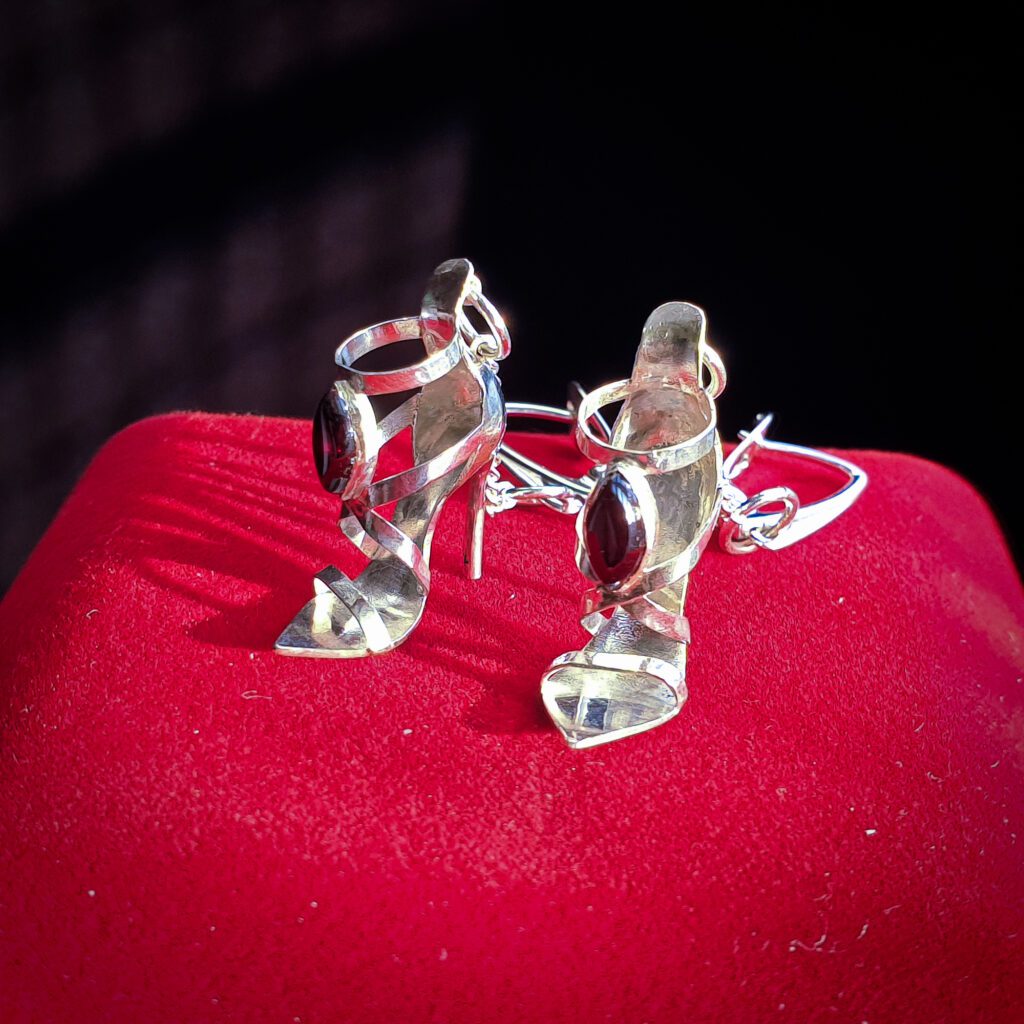 Sterling silver high heel earrings